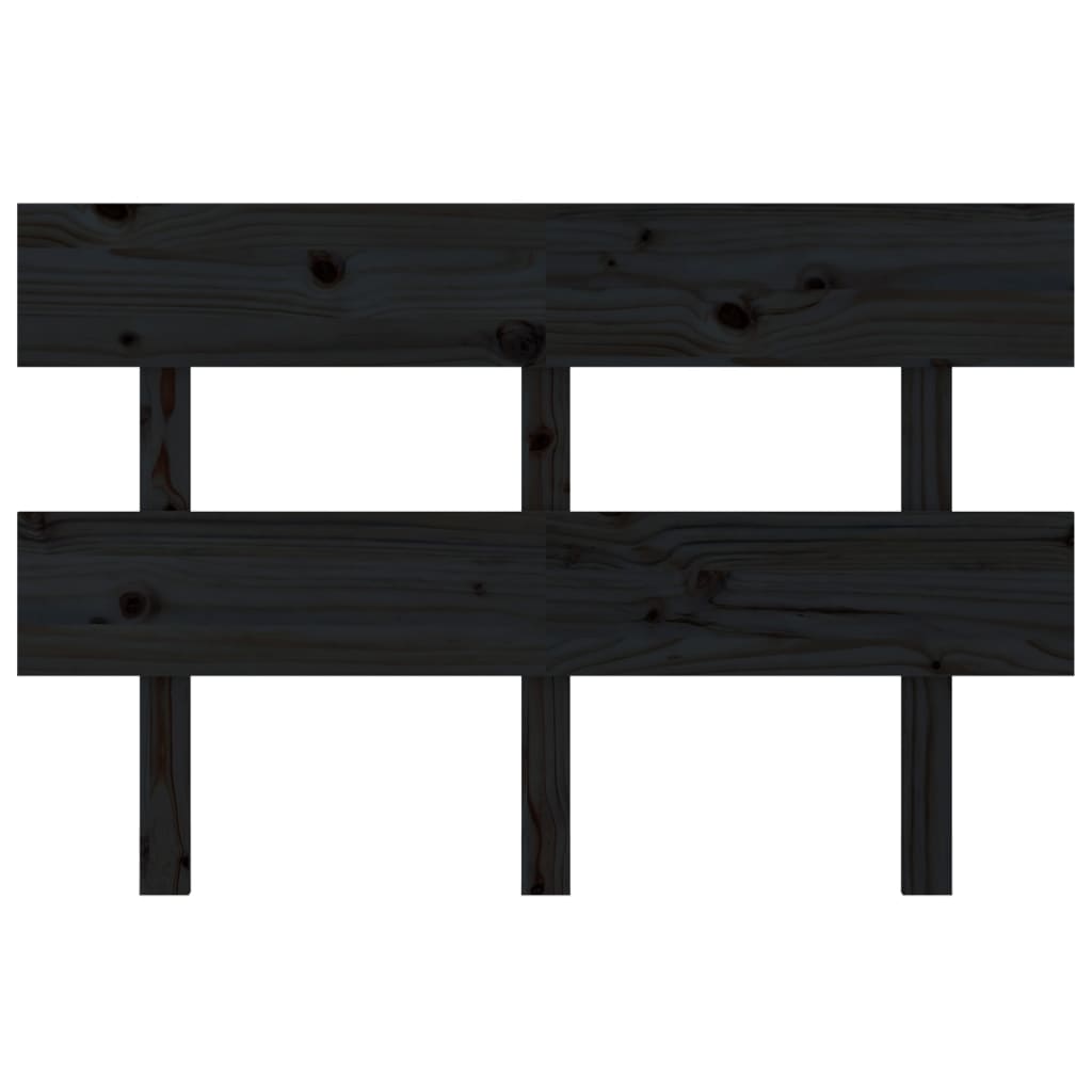 Testiera per Letto Nera 138x3x81 cm in Legno Massello di Pino
