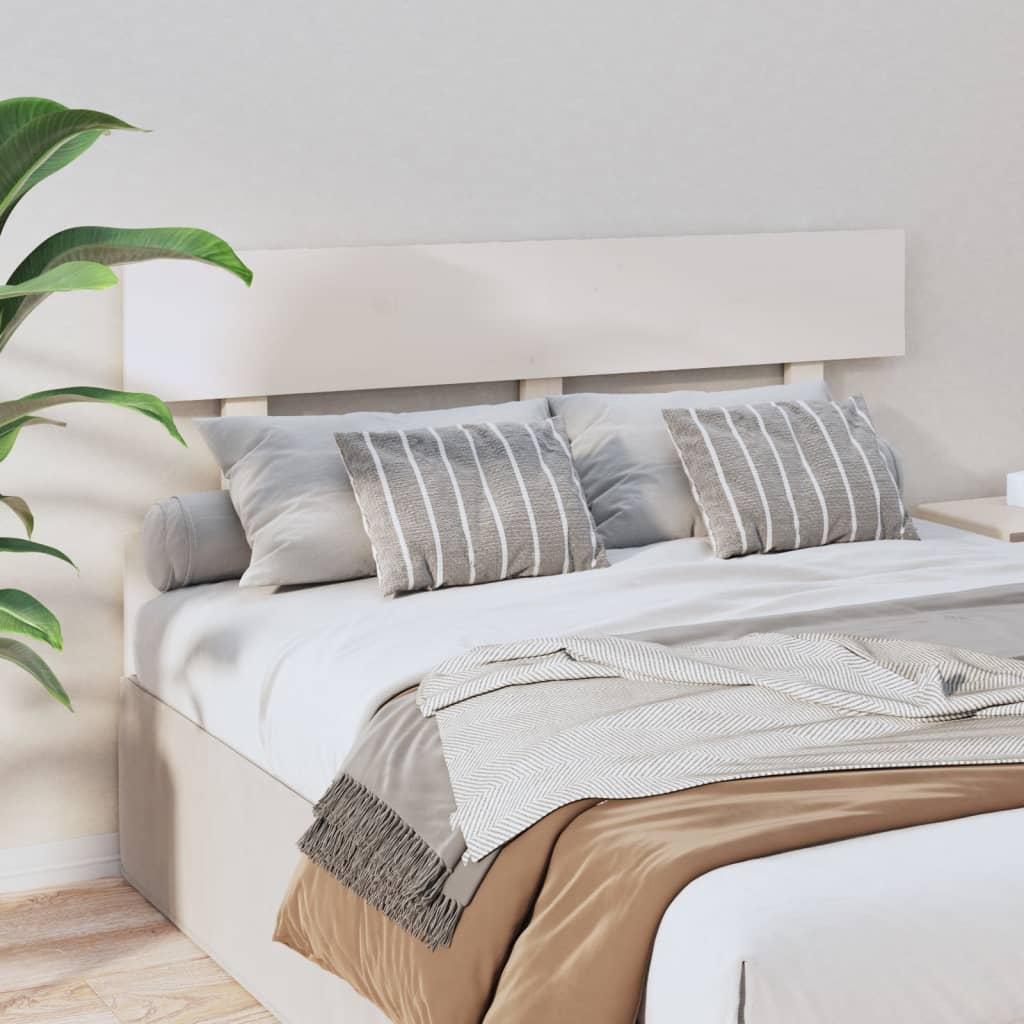 Testiera per Letto Bianca 144x3x81 cm in Legno Massello di Pino