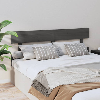 Testiera per Letto Grigia 164x3x81 cm in Legno Massello di Pino