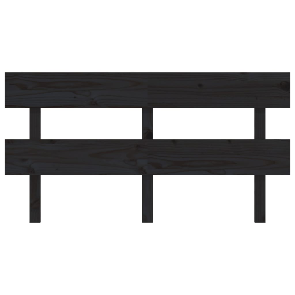 Testiera per Letto Nera 164x3x81 cm in Legno Massello di Pino