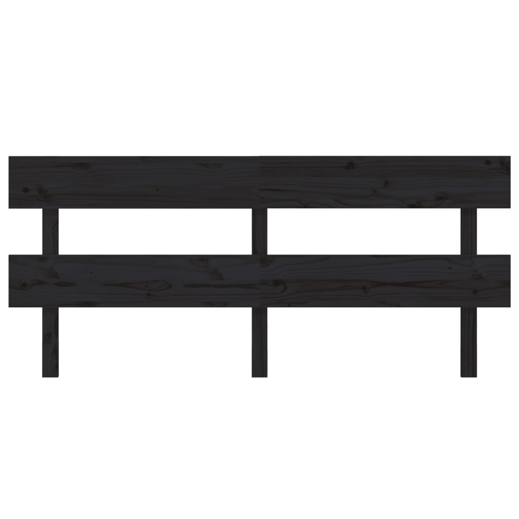 Testiera per Letto Nera 184x3x81 cm in Legno Massello di Pino