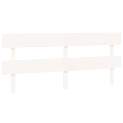 Testiera per Letto Bianca 204x3x81 cm in Legno Massello di Pino