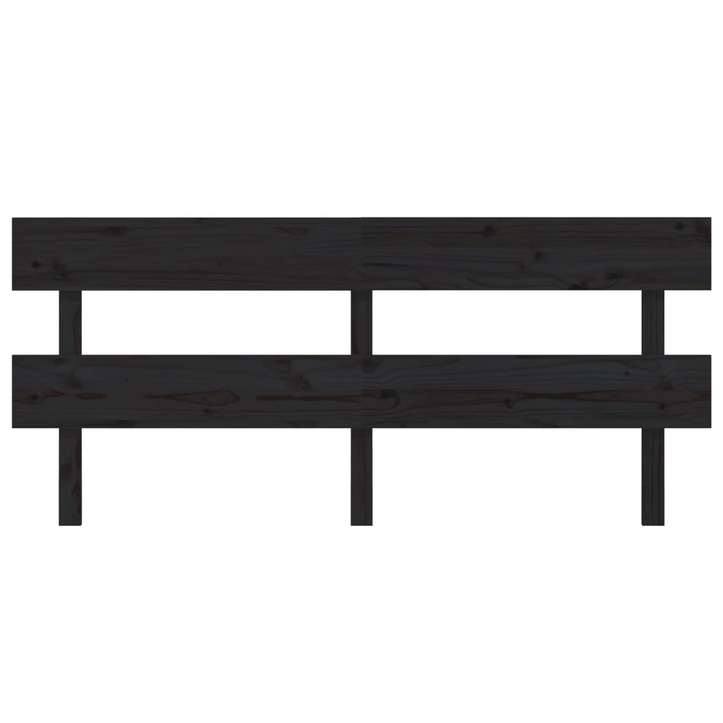 Testiera per Letto Nera 204x3x81 cm in Legno Massello di Pino