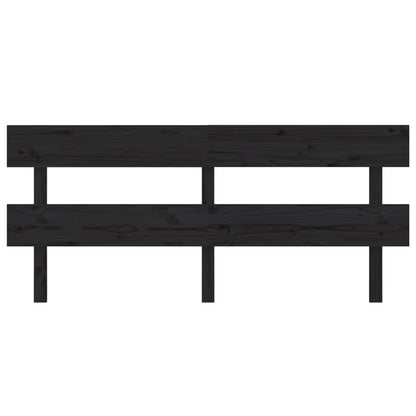 Testiera per Letto Nera 204x3x81 cm in Legno Massello di Pino