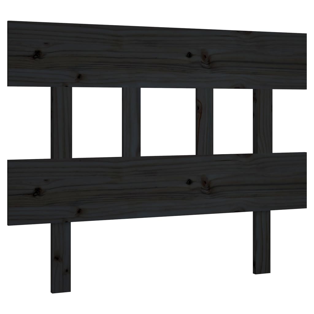 Testiera per Letto Nera 93,5x3x81 cm in Legno Massello di Pino