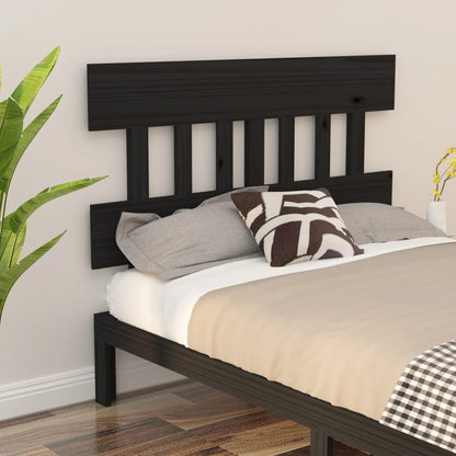 Testiera per Letto Nera 138,5x3x81 cm Legno Massello di Pino