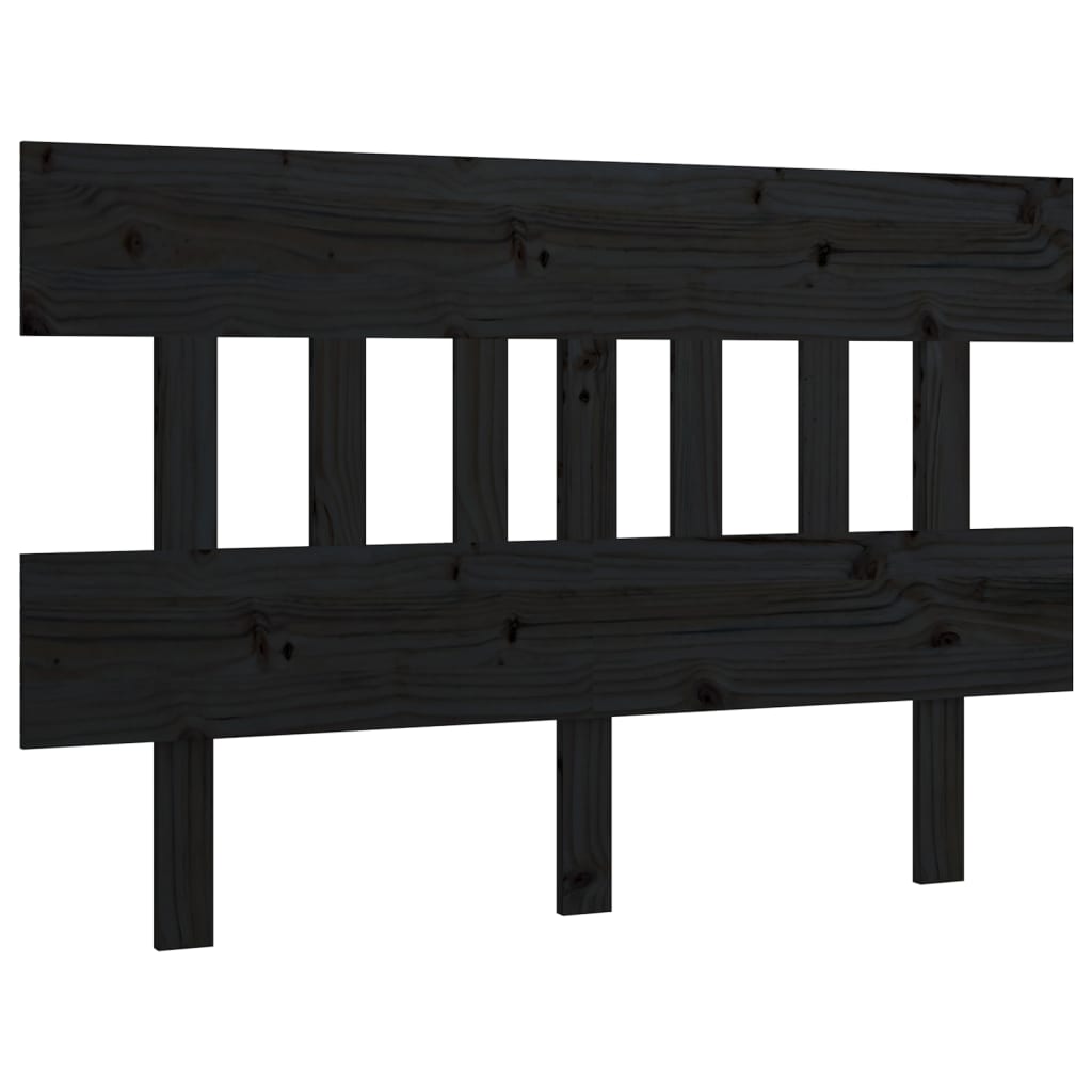 Testiera per Letto Nera 163,5x3x81 cm in Legno Massello di Pino