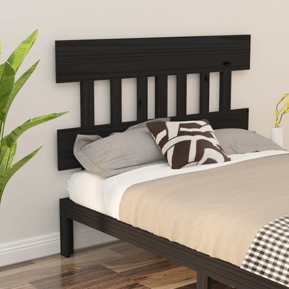 Testiera per Letto Nera 163,5x3x81 cm in Legno Massello di Pino