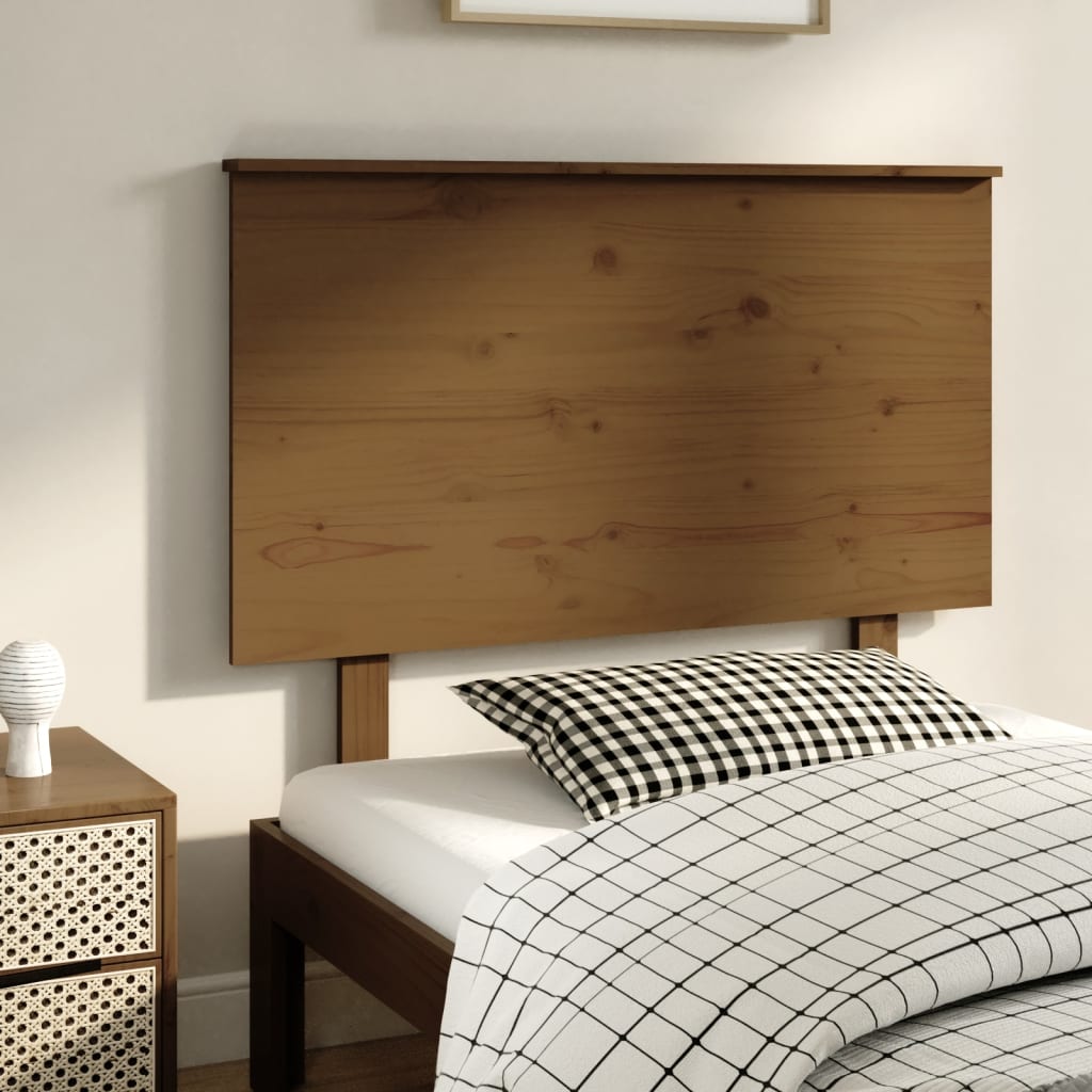 Testiera per Letto ambra 104x6x82,5cm in Legno Massello di Pino