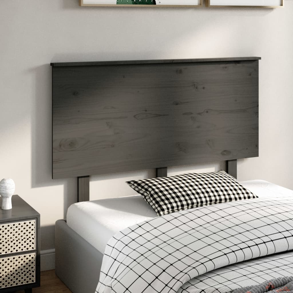 Testiera per Letto Grigia 124x6x82,5 cm Legno Massello di Pino