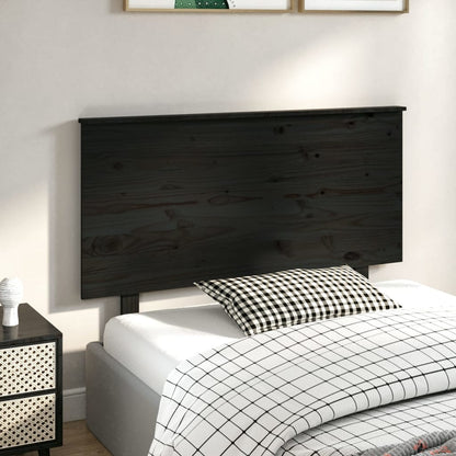 Testiera per Letto Nera 124x6x82,5 cm in Legno Massello di Pino