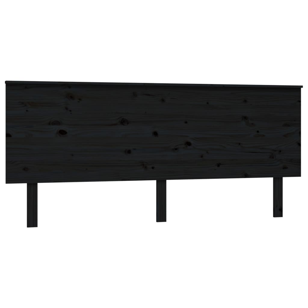 Testiera per Letto Nera 184x6x82,5 cm in Legno Massello di Pino