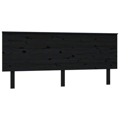 Testiera per Letto Nera 184x6x82,5 cm in Legno Massello di Pino
