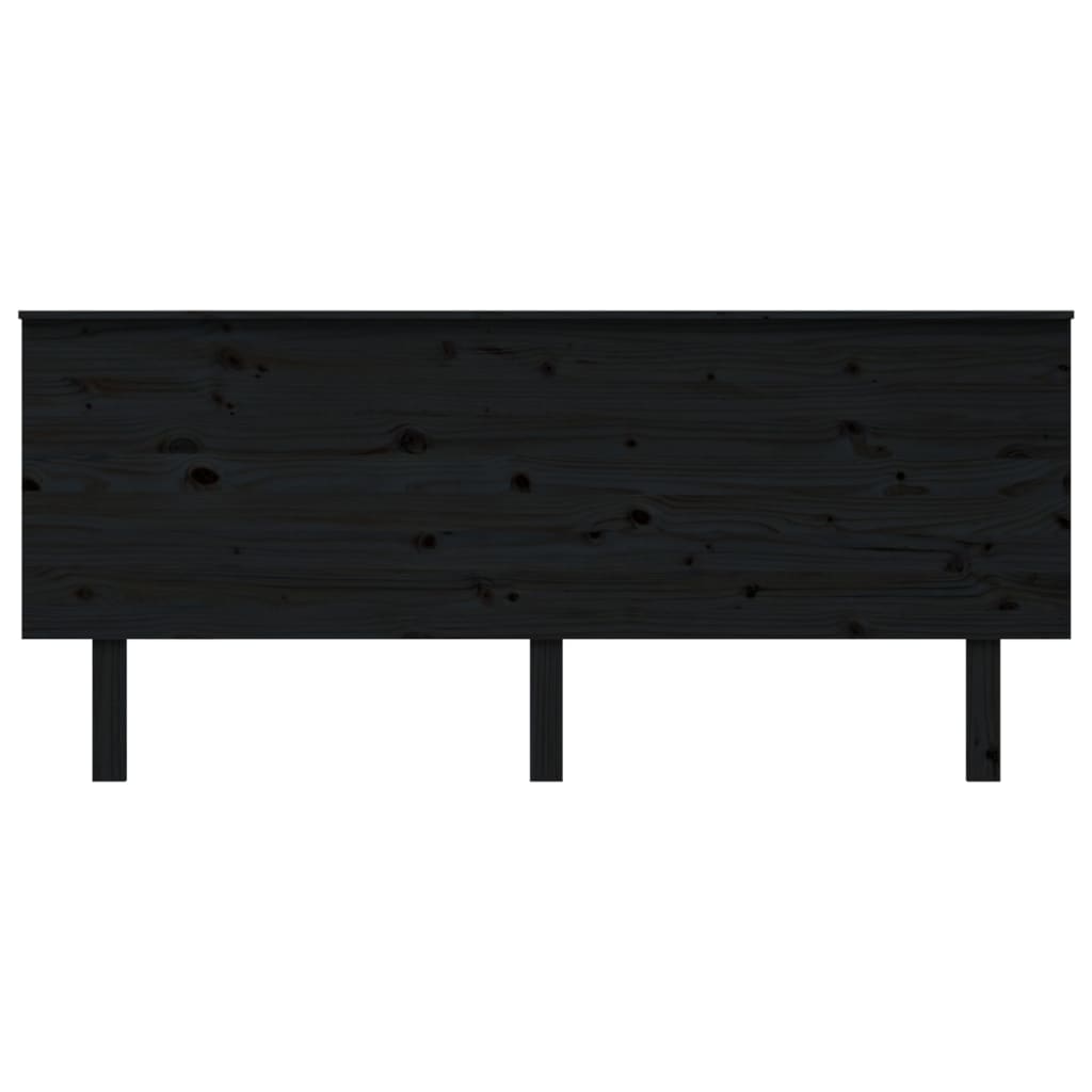 Testiera per Letto Nera 184x6x82,5 cm in Legno Massello di Pino