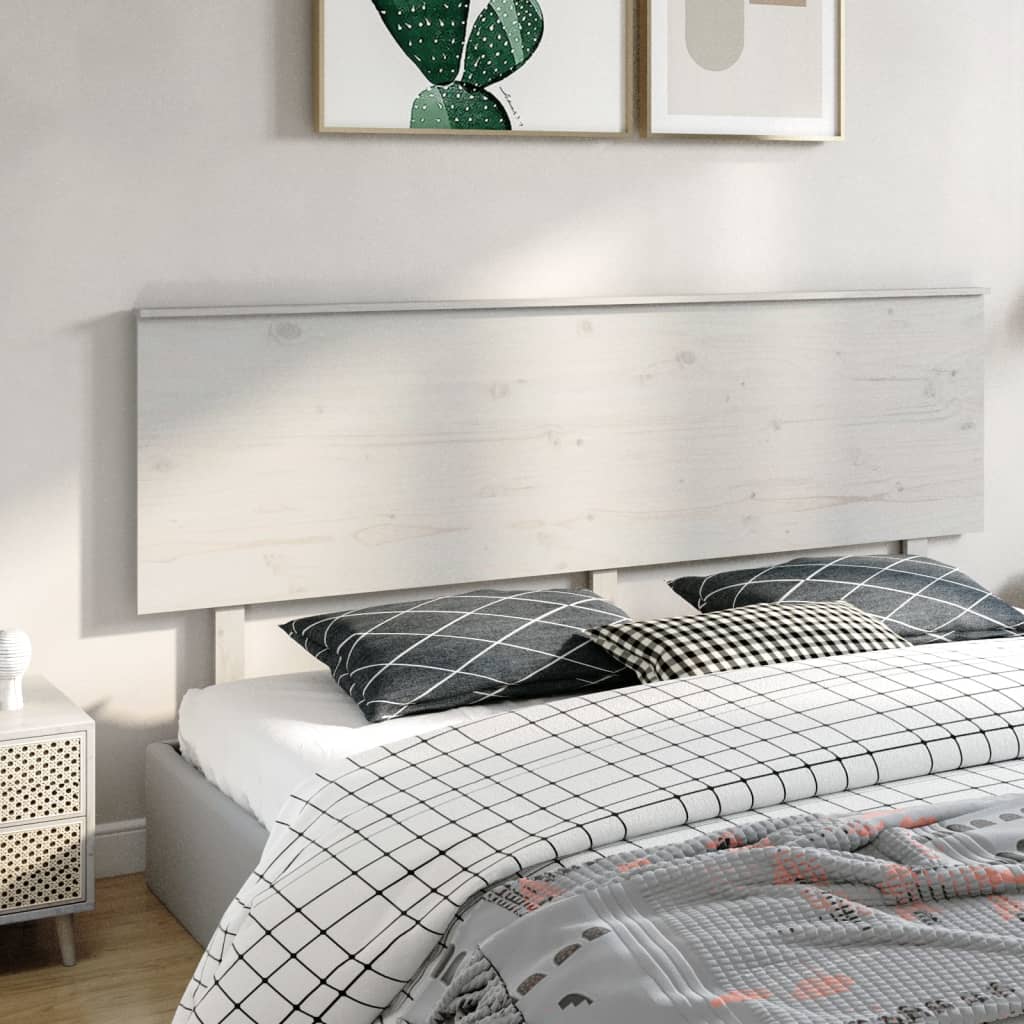 Testiera per Letto Bianca 204x6x82,5 cm Legno Massello di Pino