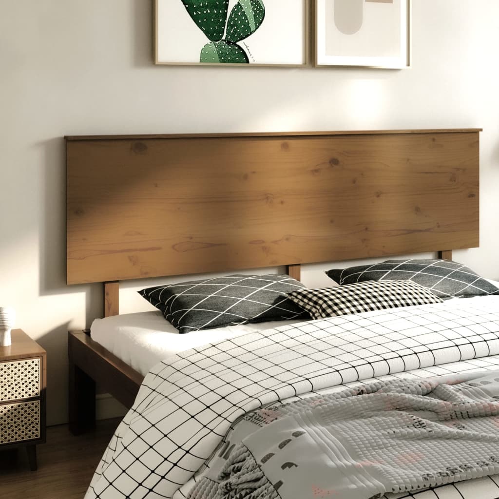 Testiera per Letto ambra 204x6x82,5cm in Legno Massello di Pino