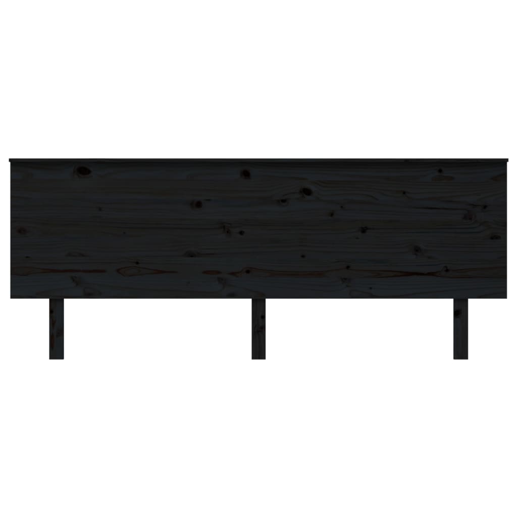 Testiera per Letto Nera 204x6x82,5 cm in Legno Massello di Pino