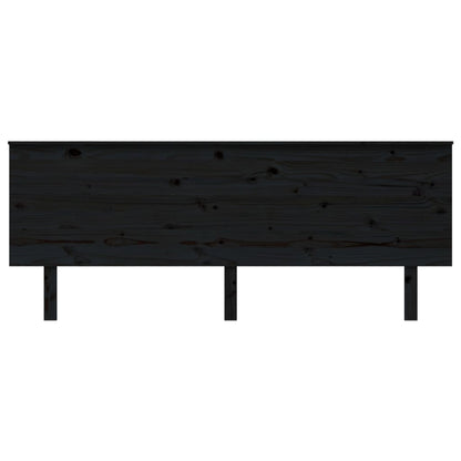 Testiera per Letto Nera 204x6x82,5 cm in Legno Massello di Pino