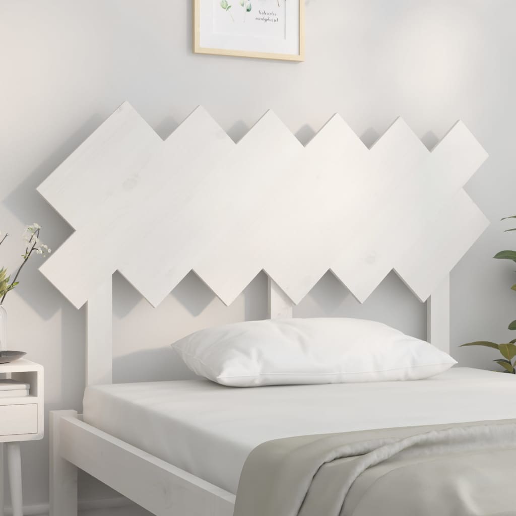 Testiera per Letto Bianca 122,5x3x80,5cm Legno Massello di Pino