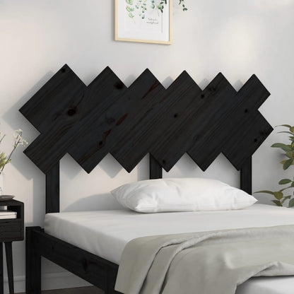 Testiera per Letto Nera 132x3x81 cm in Legno Massello di Pino