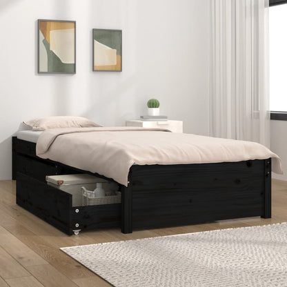 Giroletto Nero con Cassetti 90x190 cm Single