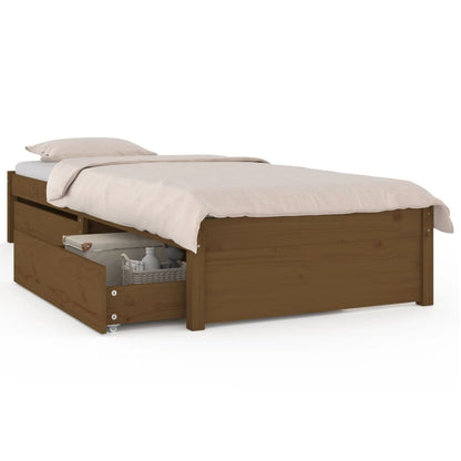 Giroletto senza Materasso con Cassetti Marrone Ambra 90x200 cm