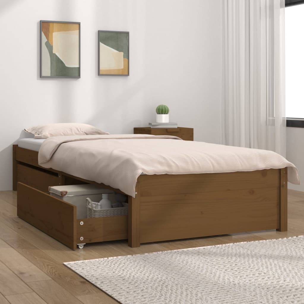 Giroletto senza Materasso con Cassetti Marrone Ambra 90x200 cm