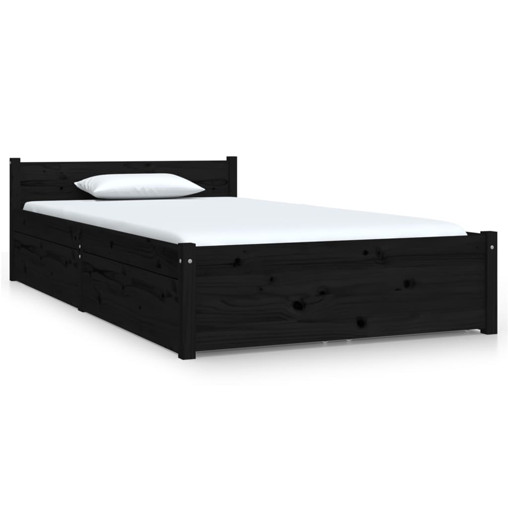 Giroletto Nero con Cassetti 90x190 cm Single