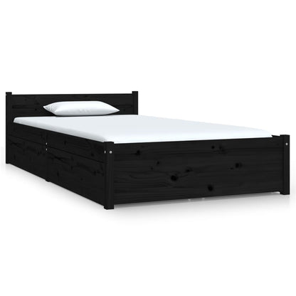 Giroletto Nero con Cassetti 90x190 cm Single