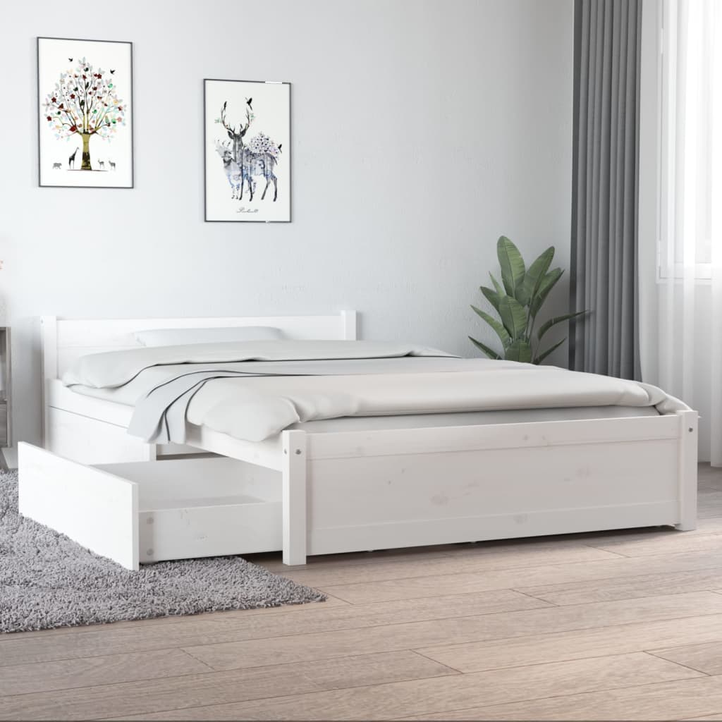 Giroletto con Cassetti Bianco 120x190 cm Small Double