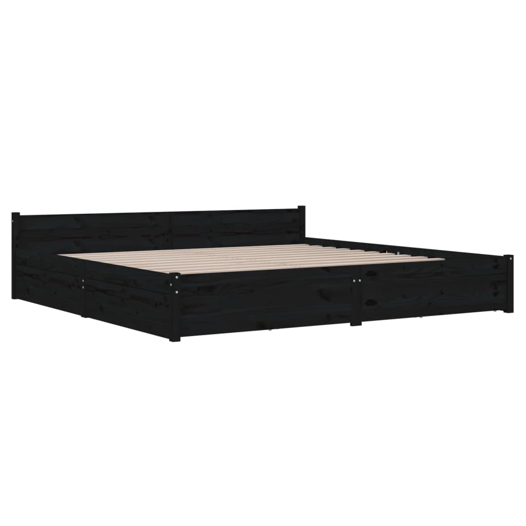 Giroletto con Cassetti Nero 180x200 cm Super King