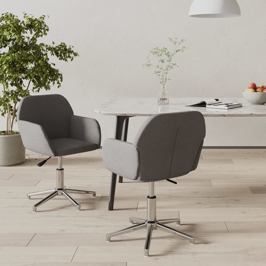 Sedie da Pranzo Girevoli 2 pz Grigio Chiaro in Tessuto