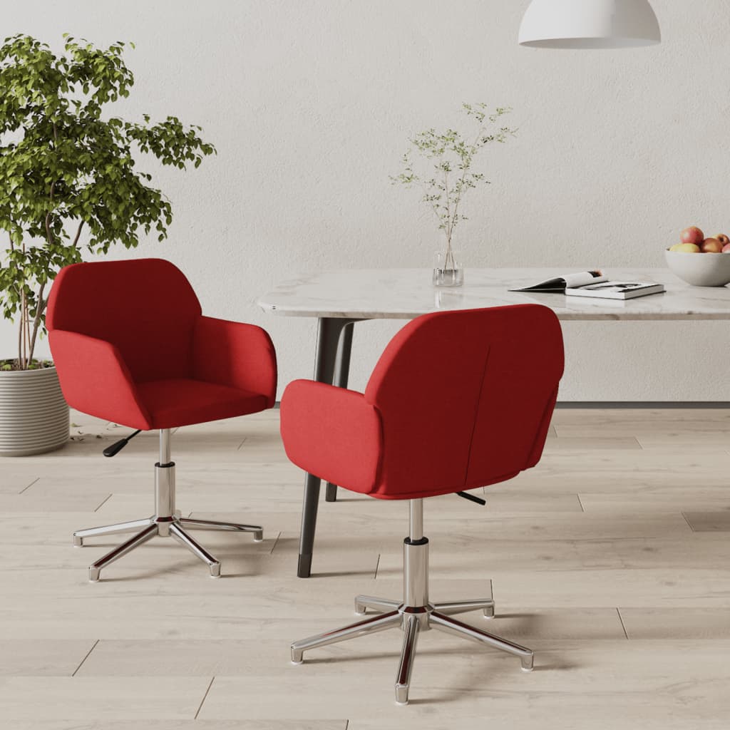 Sedie da Pranzo Girevoli 2 pz Rosso Vino in Tessuto