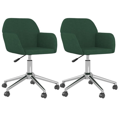 Sedie da Pranzo Girevoli 2 pz Verde Scuro in Tessuto
