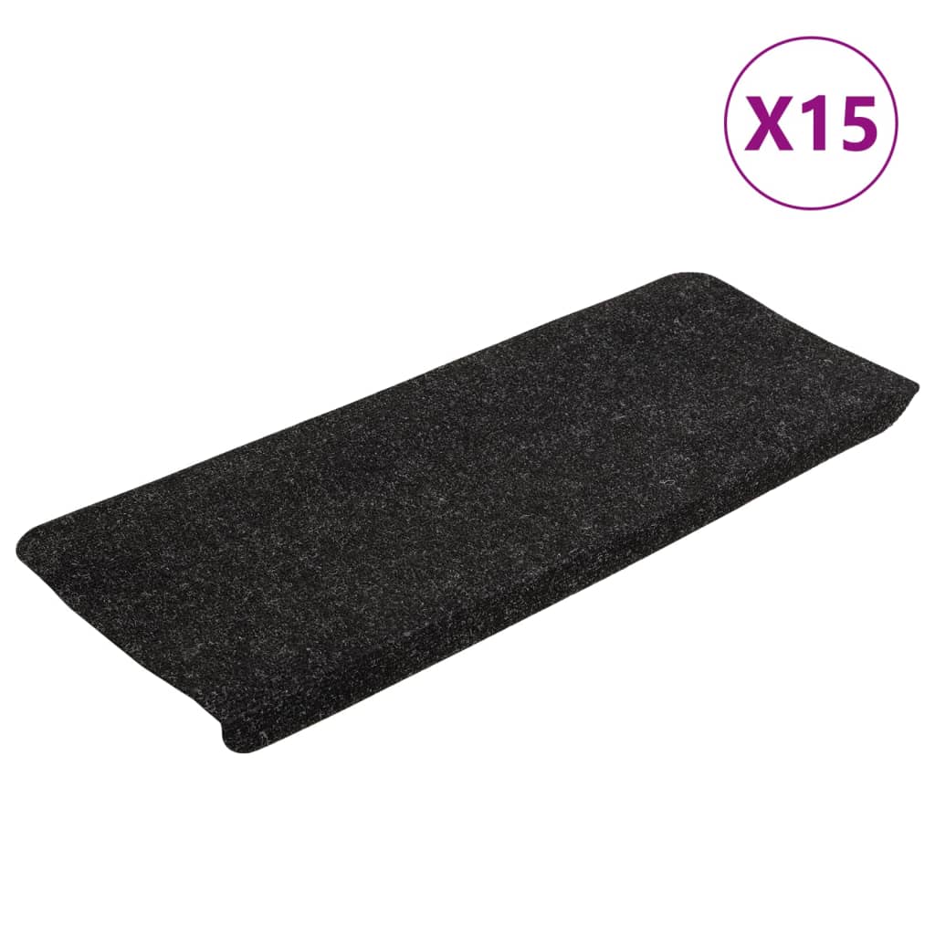 Tappetini Autoadesivi per Scale 15 pz 65x24,5x3,5 cm Antracite
