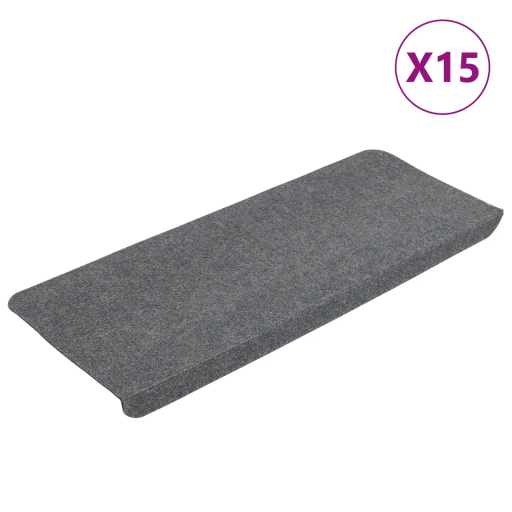 Tappetini Autoadesivi per Scale 15 pz 65x24,5x3,5 cm Grigio
