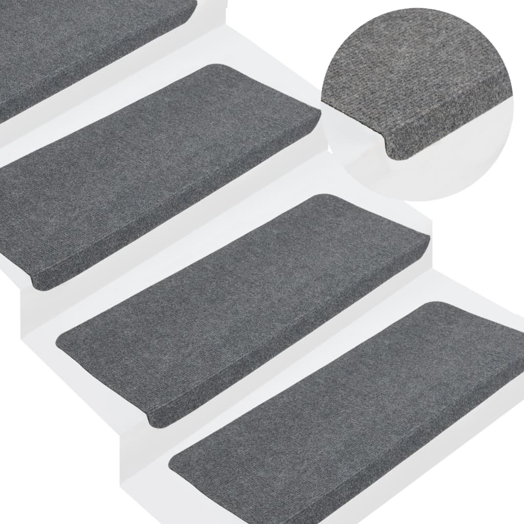 Tappetini Autoadesivi per Scale 15 pz 65x24,5x3,5 cm Grigio