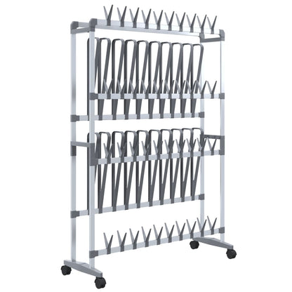 Scarpiera con Ruote Argento 89x27x120 cm