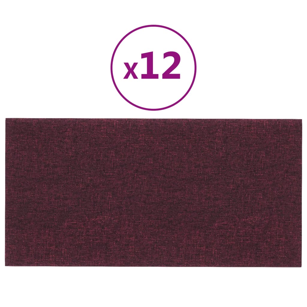 Pannelli Murali 12 pz Viola 30x15 cm Tessuto 0,54 m²