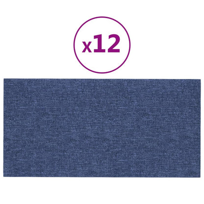 Pannelli Murali 12 pz Blu 30x15 cm Tessuto 0,54 m²