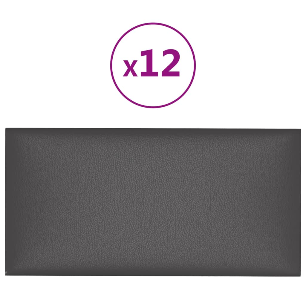 Pannelli Murali 12 pz Grigi 30x15 cm in Similpelle 0,54 m²