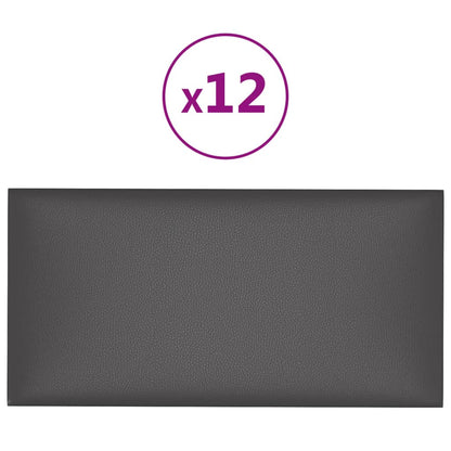 Pannelli Murali 12 pz Grigi 30x15 cm in Similpelle 0,54 m²