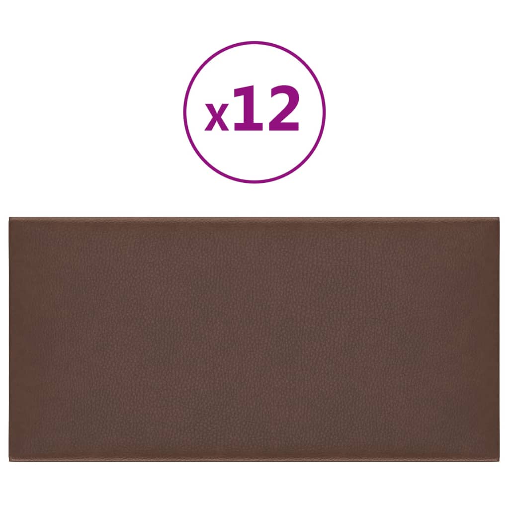Pannelli Murali 12 pz Marroni 30x15 cm in Similpelle 0,54 m²