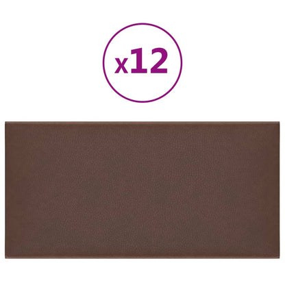 Pannelli Murali 12 pz Marroni 30x15 cm in Similpelle 0,54 m²