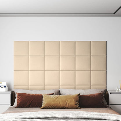 Pannelli Murali 12 pz Crema 30x30 cm in Tessuto 1,08 m²