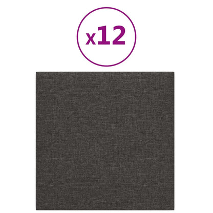 Pannelli Murali 12 pz Grigio Scuro 30x30 cm in Tessuto 1,08 m²