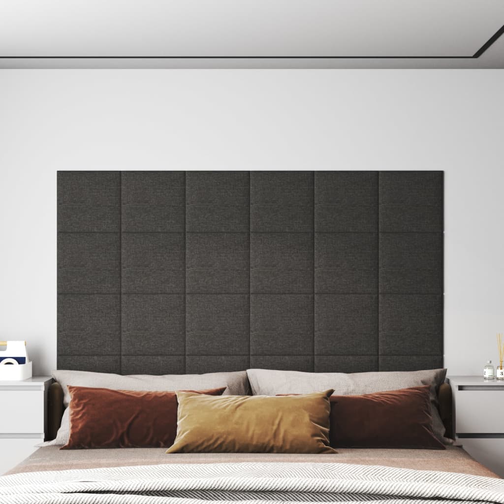 Pannelli Murali 12 pz Grigio Scuro 30x30 cm in Tessuto 1,08 m²
