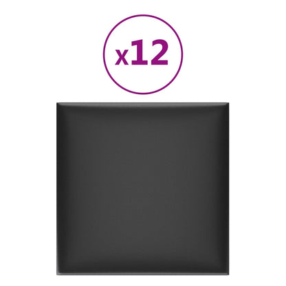 Pannelli Murali 12 pz Neri 30x30 cm Similpelle 1,08 m²