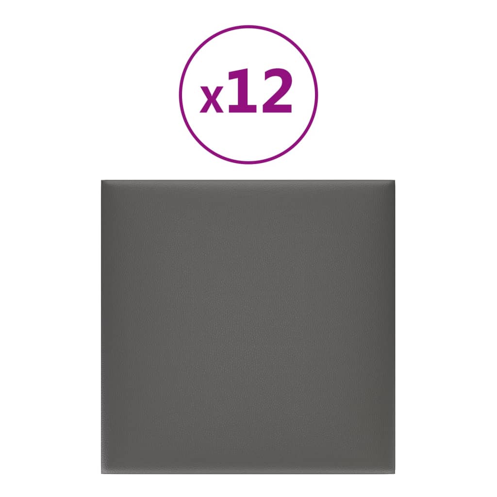 Pannelli Murali 12 pz Grigi 30x30 cm Similpelle 1,08 m²