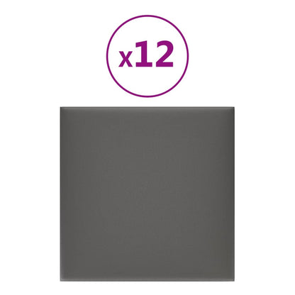 Pannelli Murali 12 pz Grigi 30x30 cm Similpelle 1,08 m²
